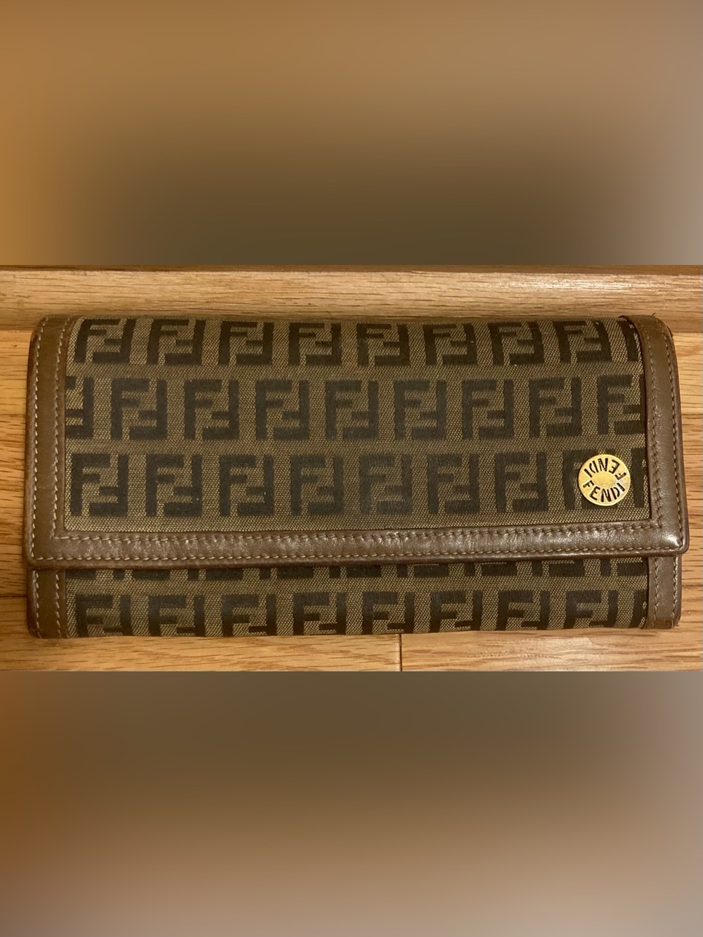 Fendi Brown & Black Zucca Canvas Leather Continental Wallet - Picture 16 of 16